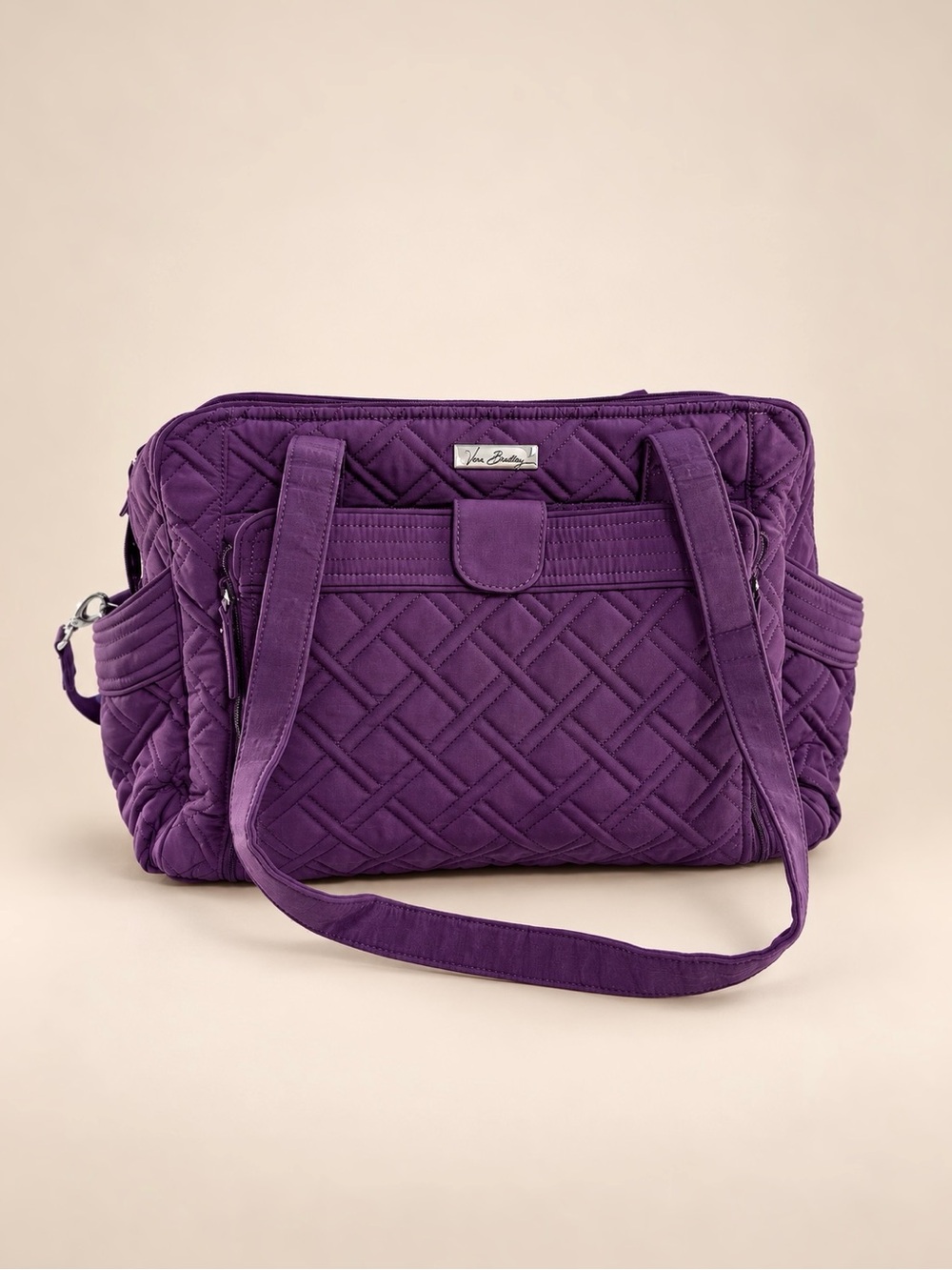 Vera Bradley Stroll Around Baby Bag Purple Quilted Diaper Tote